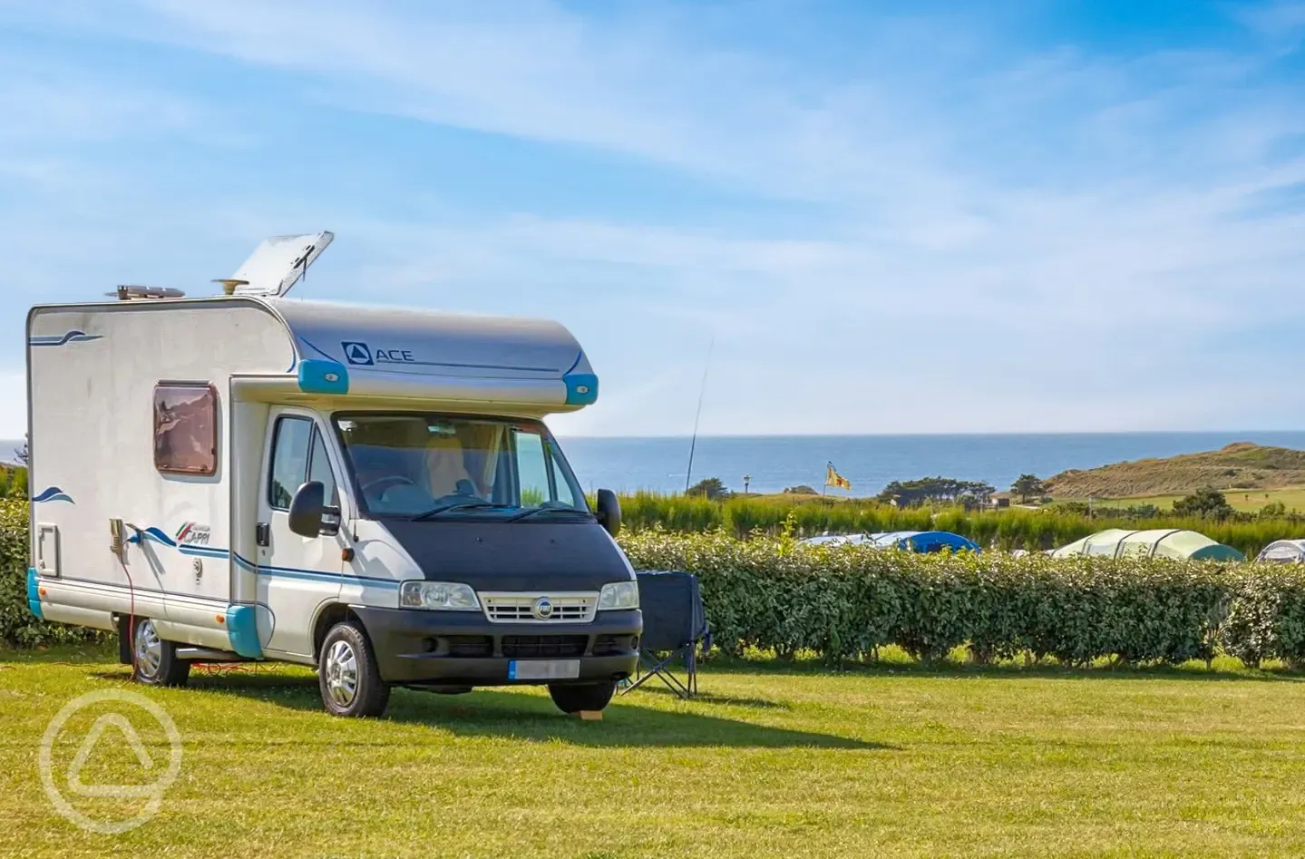 Grass pitches with sea views