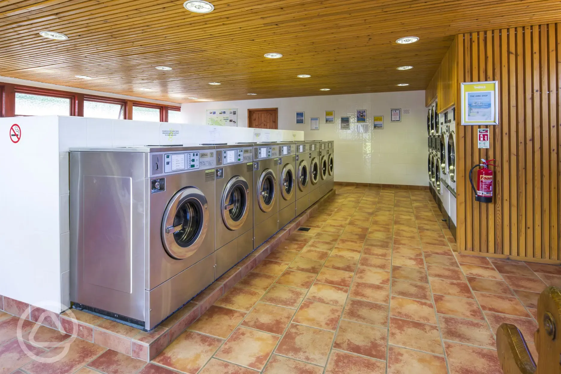 Launderette with washing and drying facilities (open 8am to 8pm in peak season)