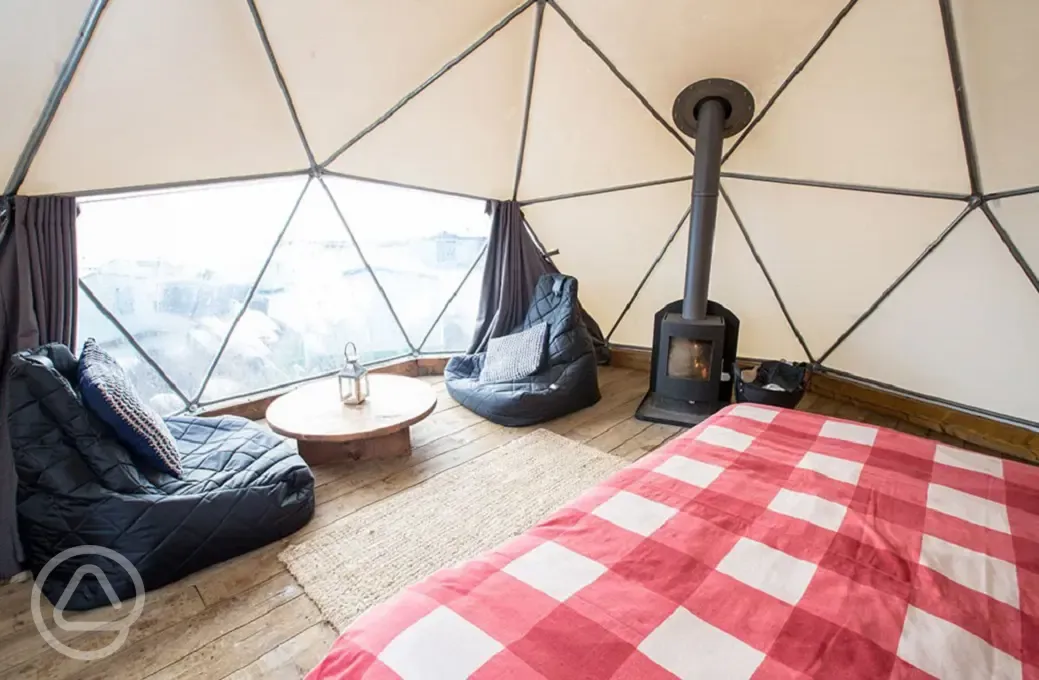 Glamping dome interior