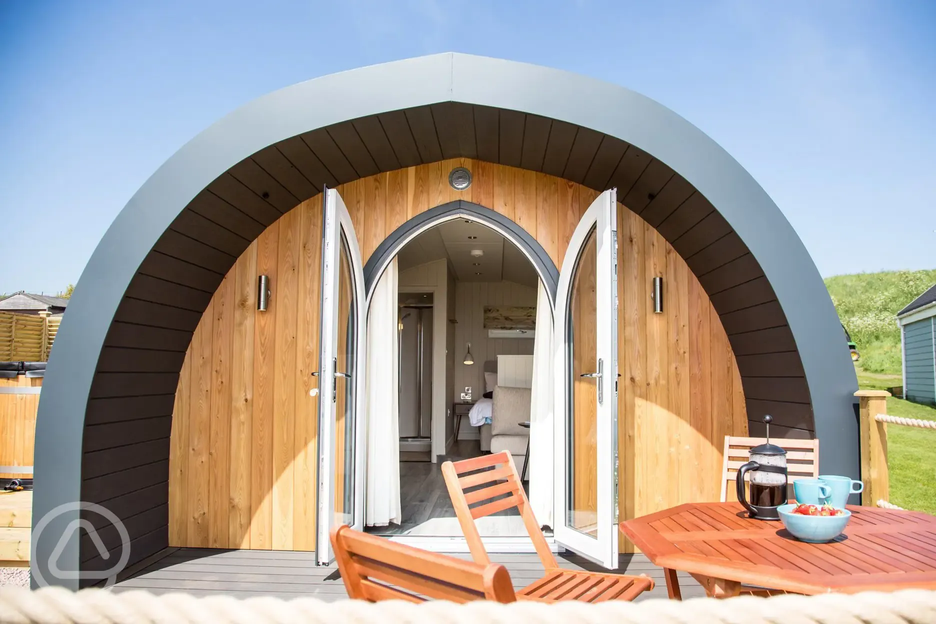 Superior glamping pod with hot tub