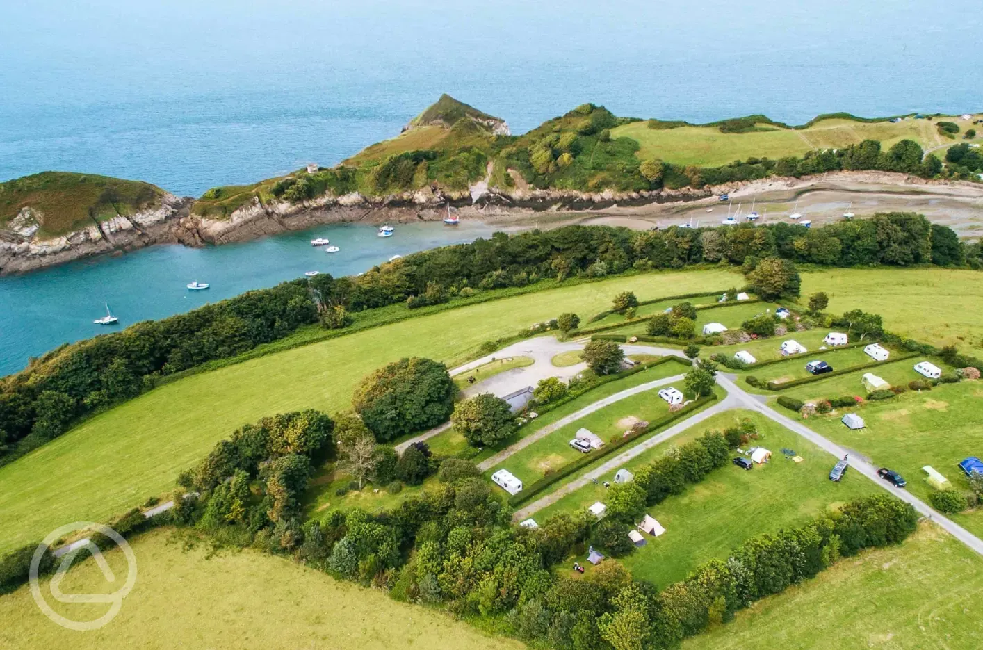 Aerial of the campsite and the coast