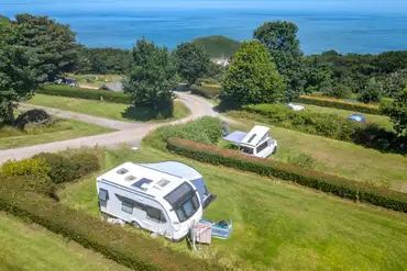 Terraced pitches with sea views