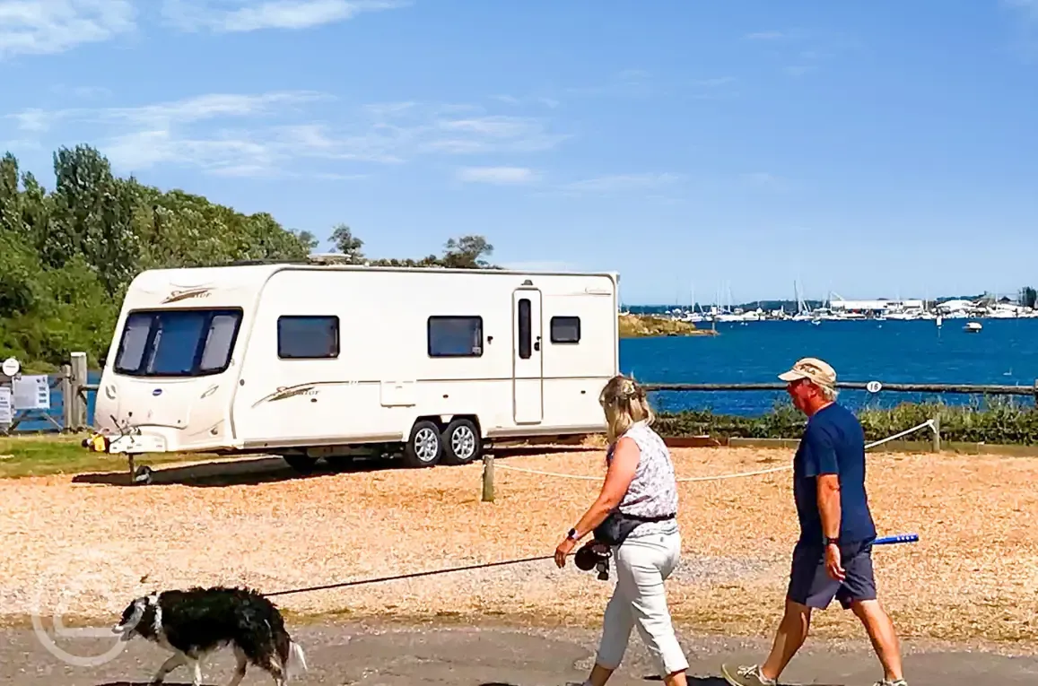 Hardstanding pitches by the water