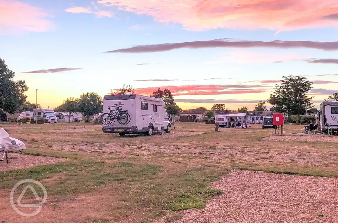 Hardstanding pitches at sunset