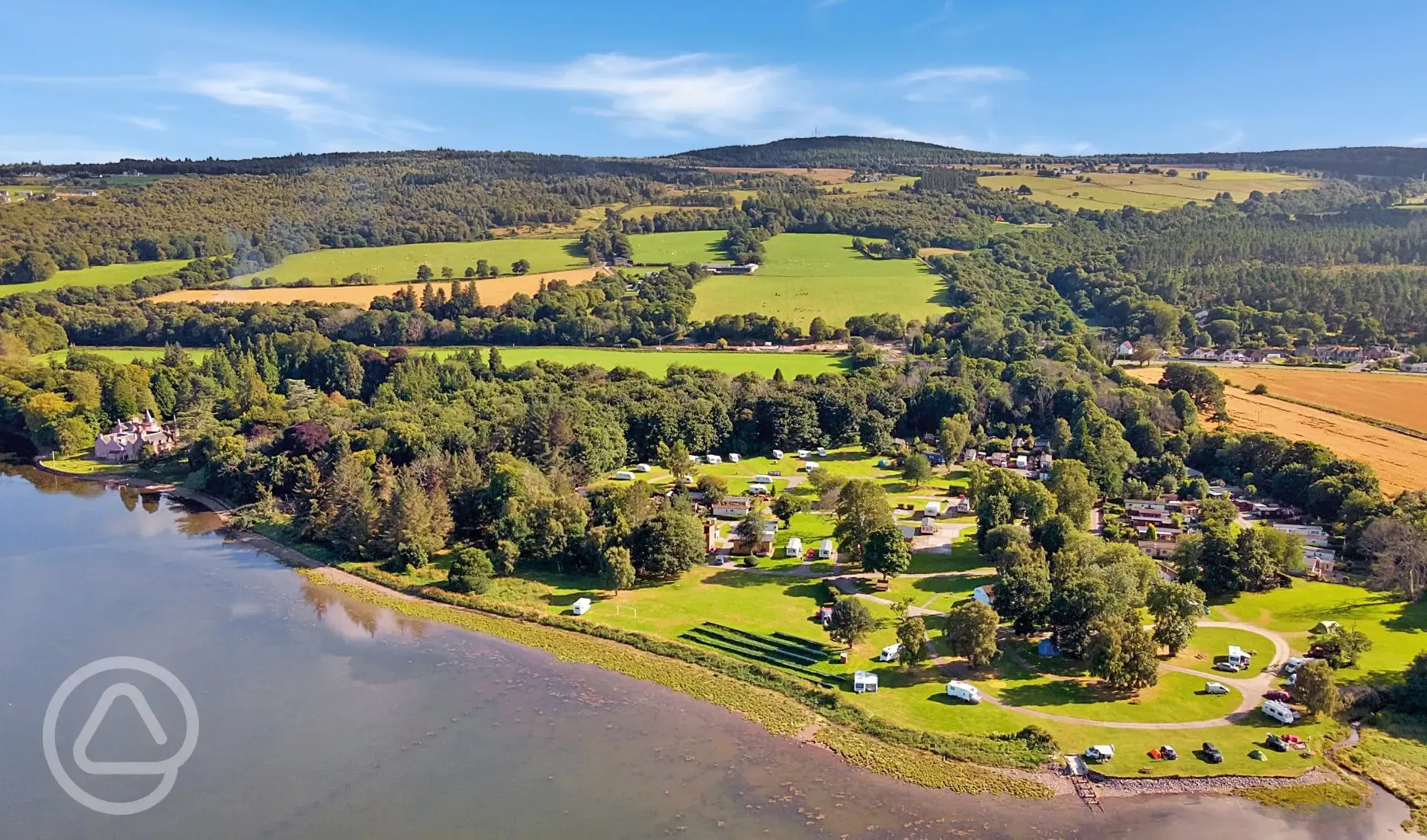 Aerial of Bunchrew Caravan Park by the Beauly Firth