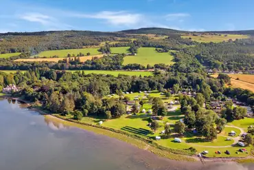 Aerial of Bunchrew Caravan Park by the Beauly Firth