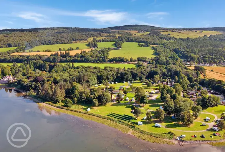 Aerial of Bunchrew Caravan Park by the Beauly Firth