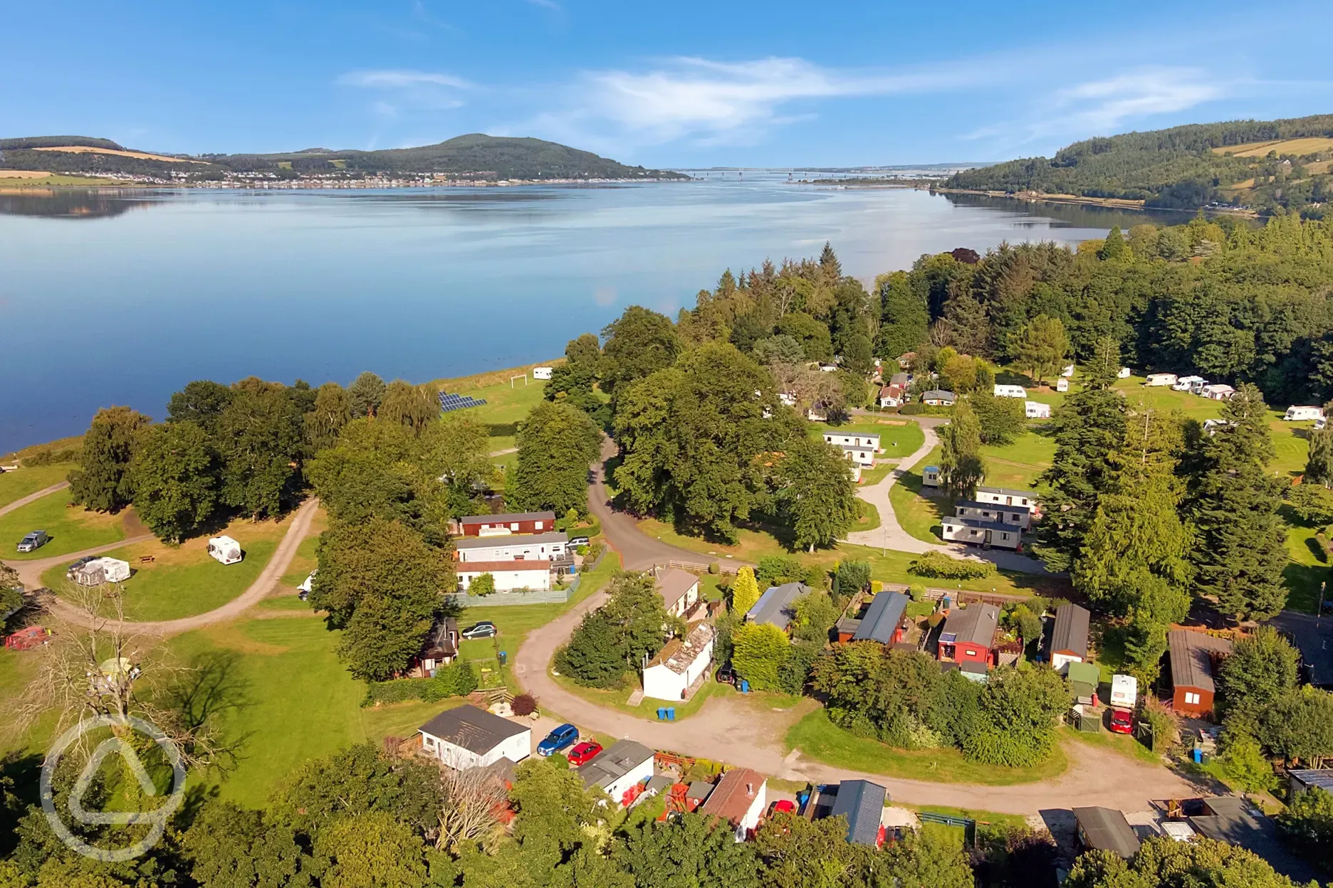 Aerial of Bunchrew Caravan Park by the Beauly Firth