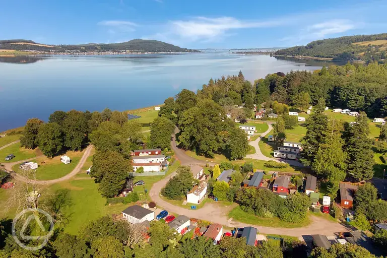 Aerial view of the campsite