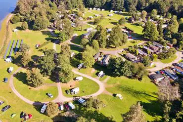 Bird's eye view of Bunchrew Caravan Park by the Beauly Firth