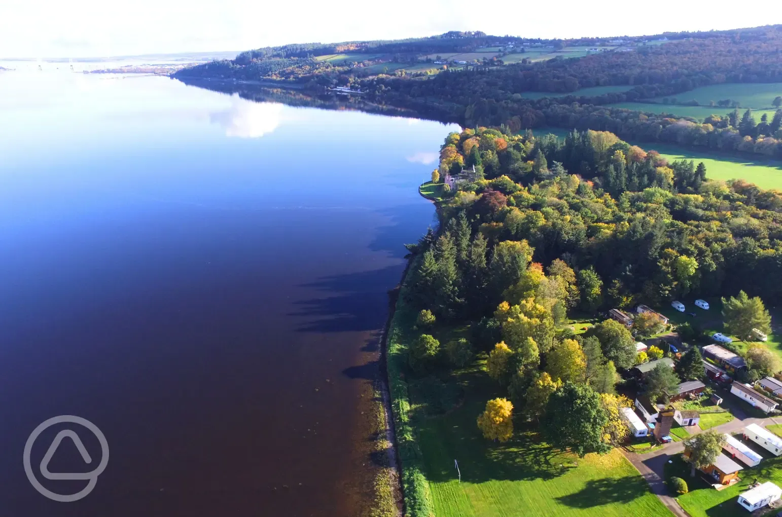 Aerial view of the campsite and Firth