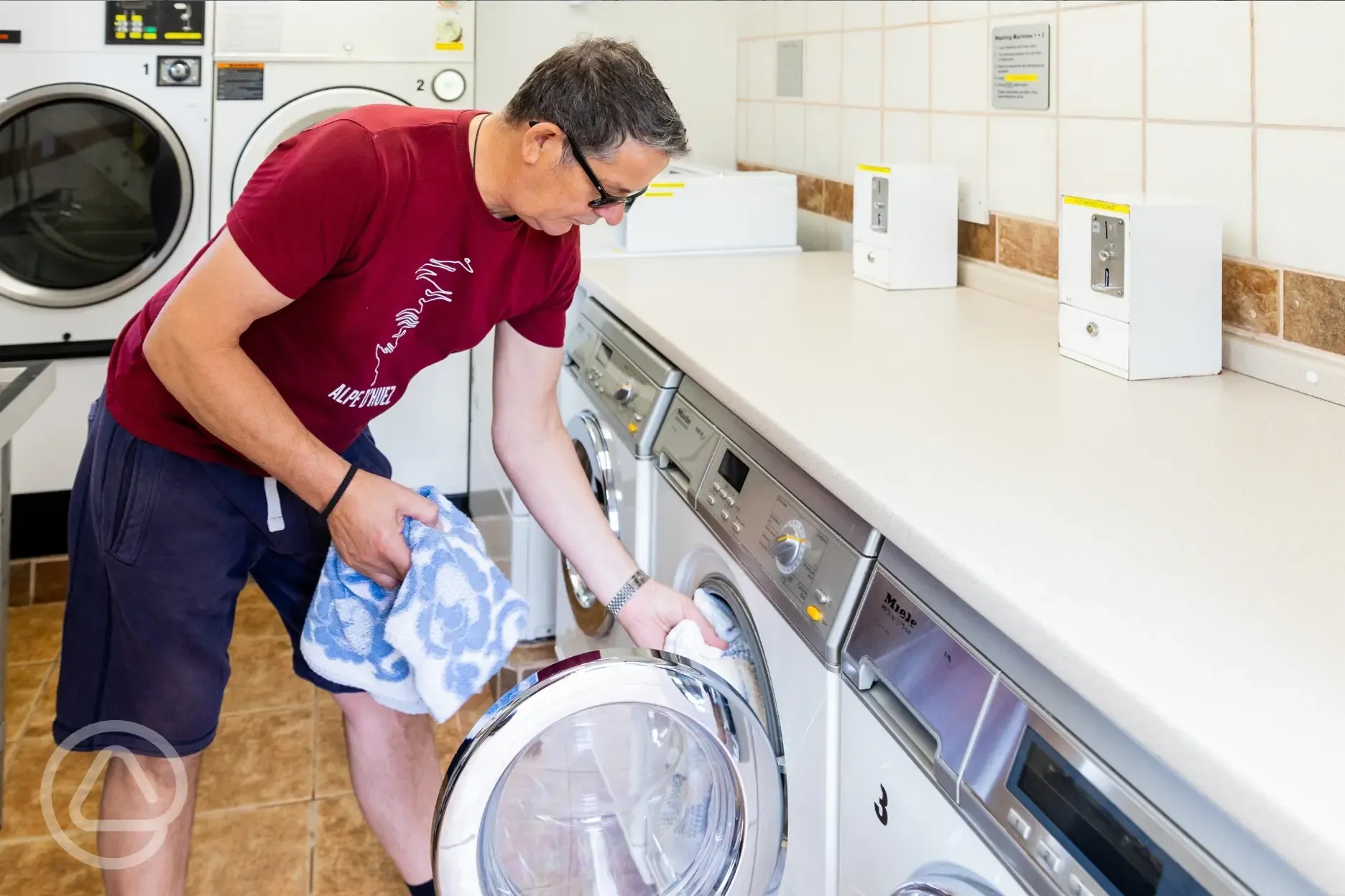 Laundry room with coin-operated machines