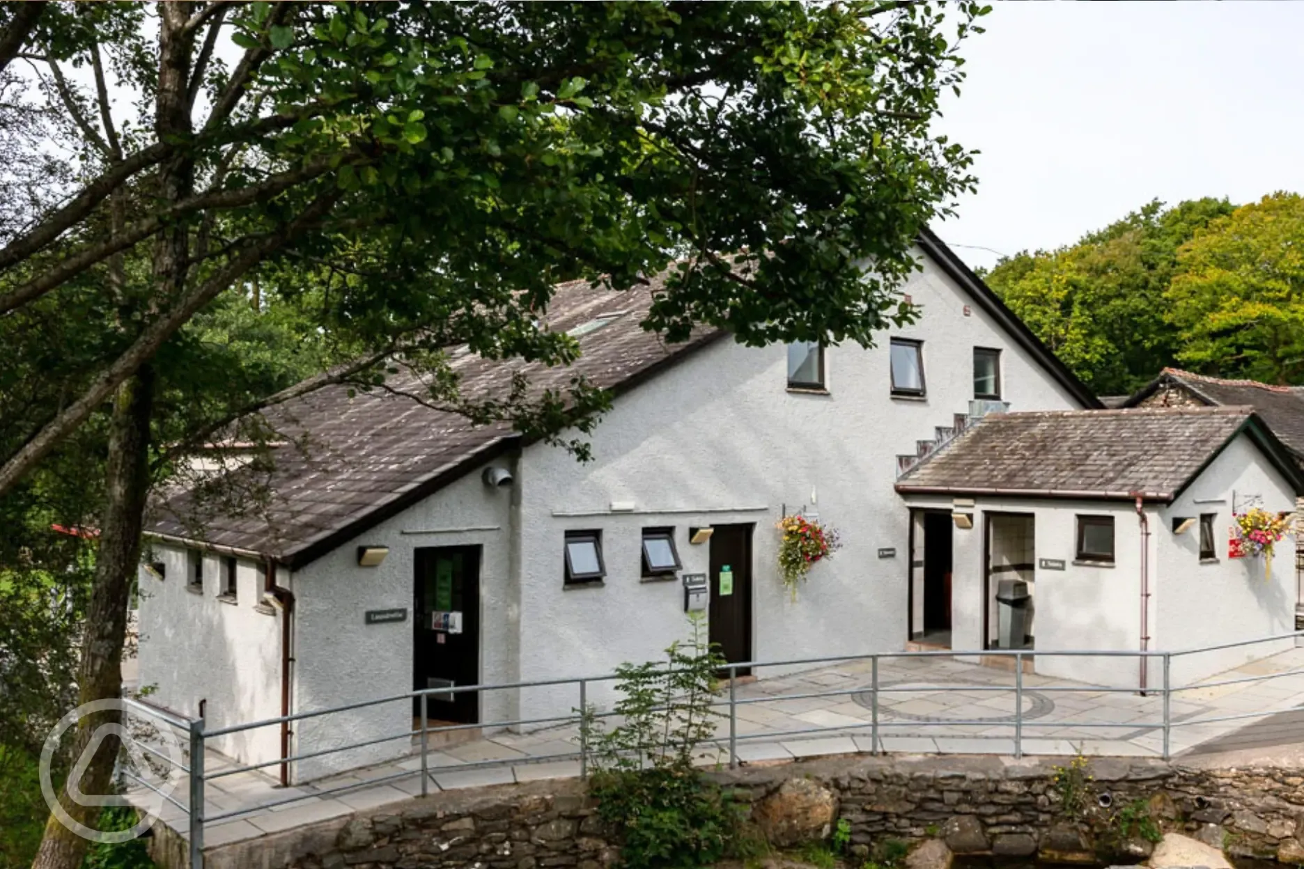 Facilities block with male and female bathrooms