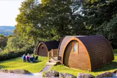 Family Vista camping pods with a decking area