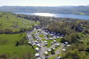 Aerial of Park Cliffe's Fellside and Moorhow areas with views to Windermere