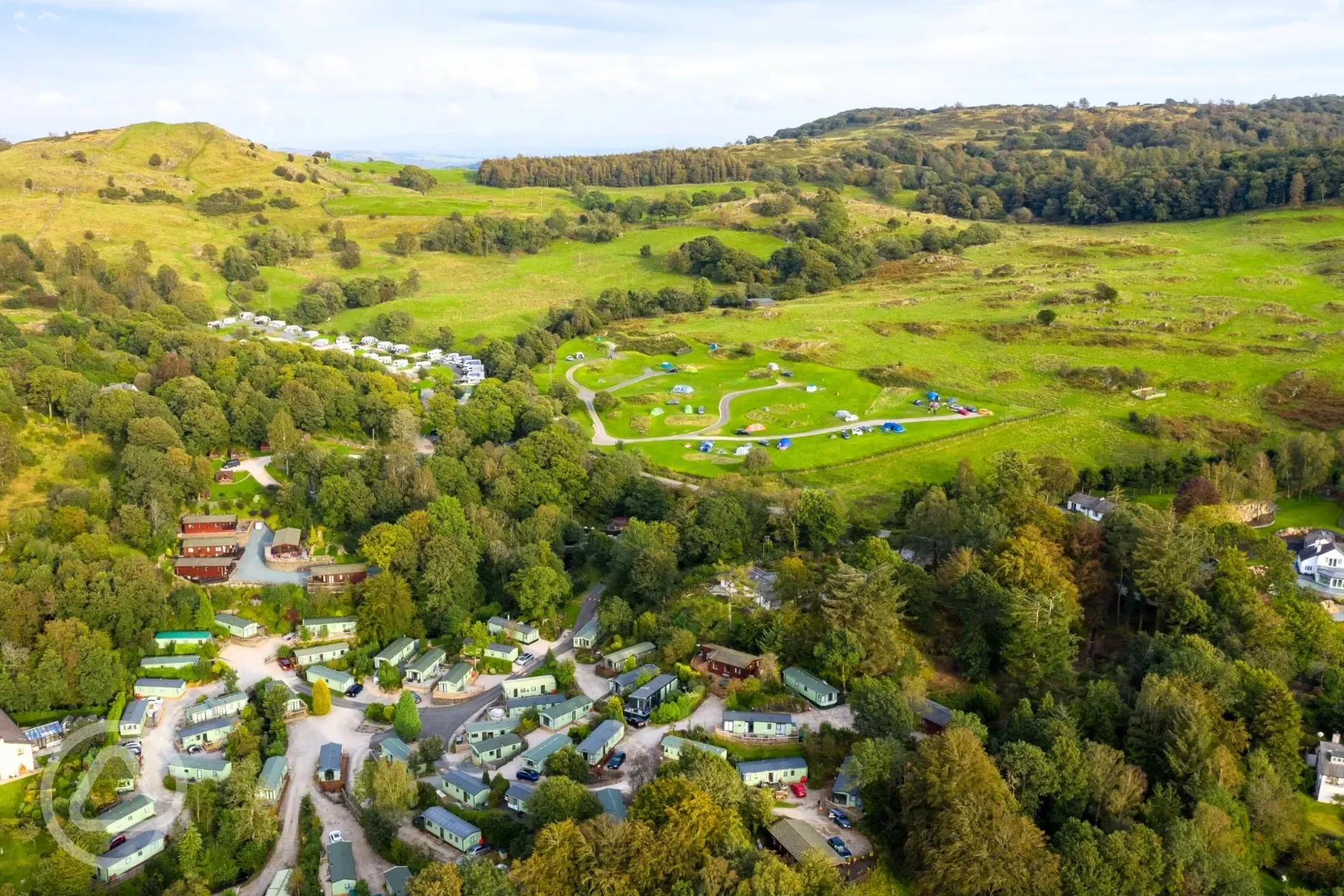 Aerial of Park Cliffe with static caravans