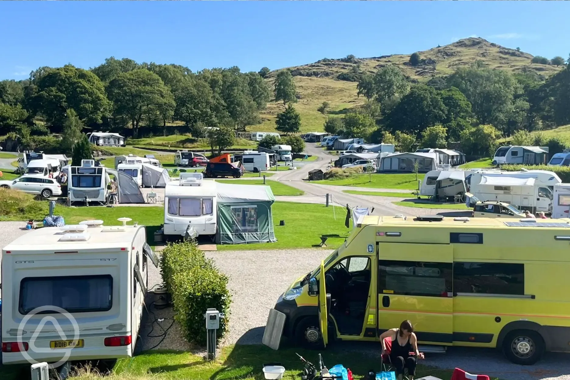 Fully serviced hardstanding touring pitches with 10 amp hook ups