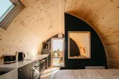 Mega ensuite glamping pod - view from the king size bed