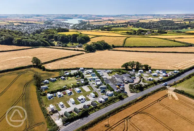 Aerial of the campsite and surrounding countryside