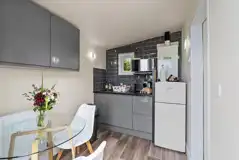 Estuary view shepherd's hut kitchen area