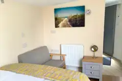 Garden View ensuite glamping cabin bedroom