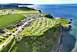 Aerial of Whitby Holiday Park overlooking Saltwick Bay