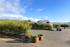 Electric hardstanding pitches with a privacy hedging