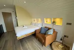 Blue Sea Sanctuary glamping pod bedroom Blue Sea Sanctuary glamping pod bedroom