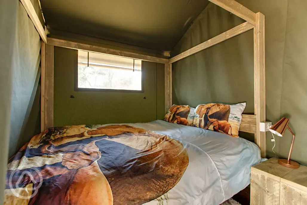 Safari tent king sized bed