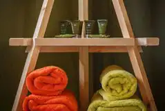 Safari tent towels and toiletries