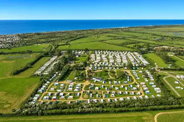 Aerial of Diglea Holiday Park overlooking Snettisham Beach