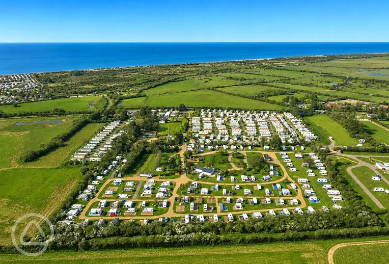 Aerial of Diglea Holiday Park overlooking Snettisham Beach