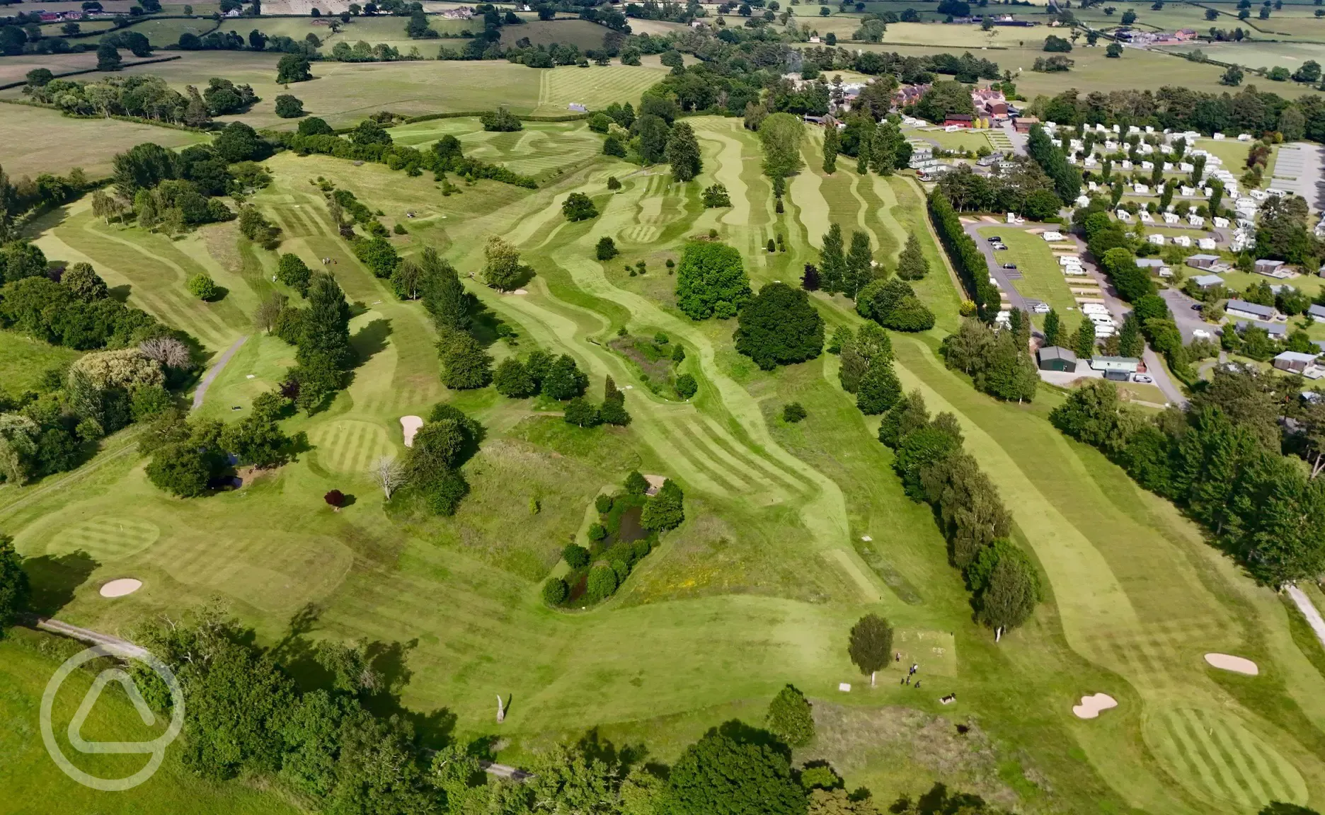 Aerial of Plassey Golf Club, a nine hole course Aerial of Plassey Golf Club, a nine hole course