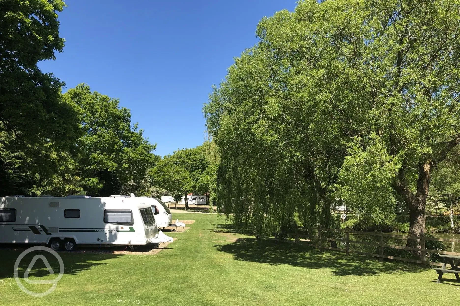 Hardstanding pitches overlooking the fishing lake