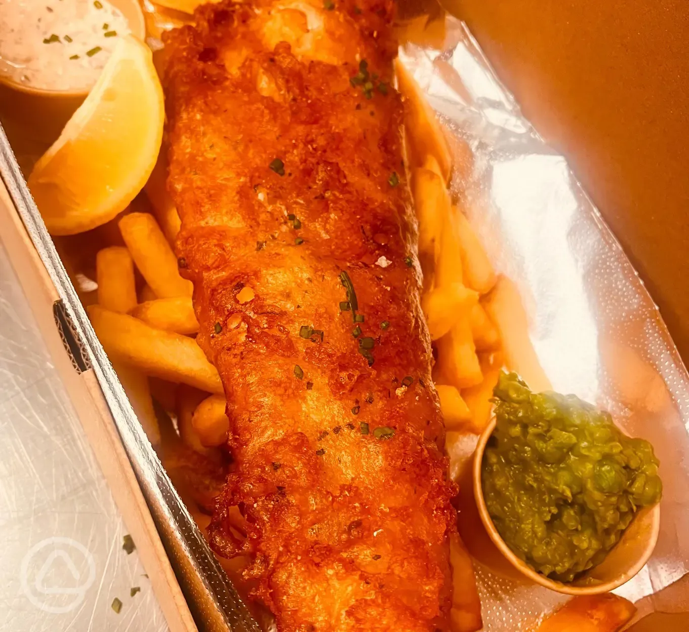 Fish and chips available onsite at Barney's Bar and Take Away