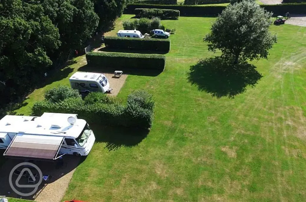 Aerial of the hardstanding pitches at Old Brick Kilns