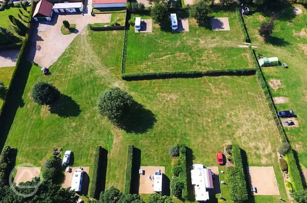 Bird's eye view the hardstanding pitches at Old Brick Kilns