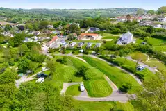 Aerial of Hook Farm with flat or terraced pitches