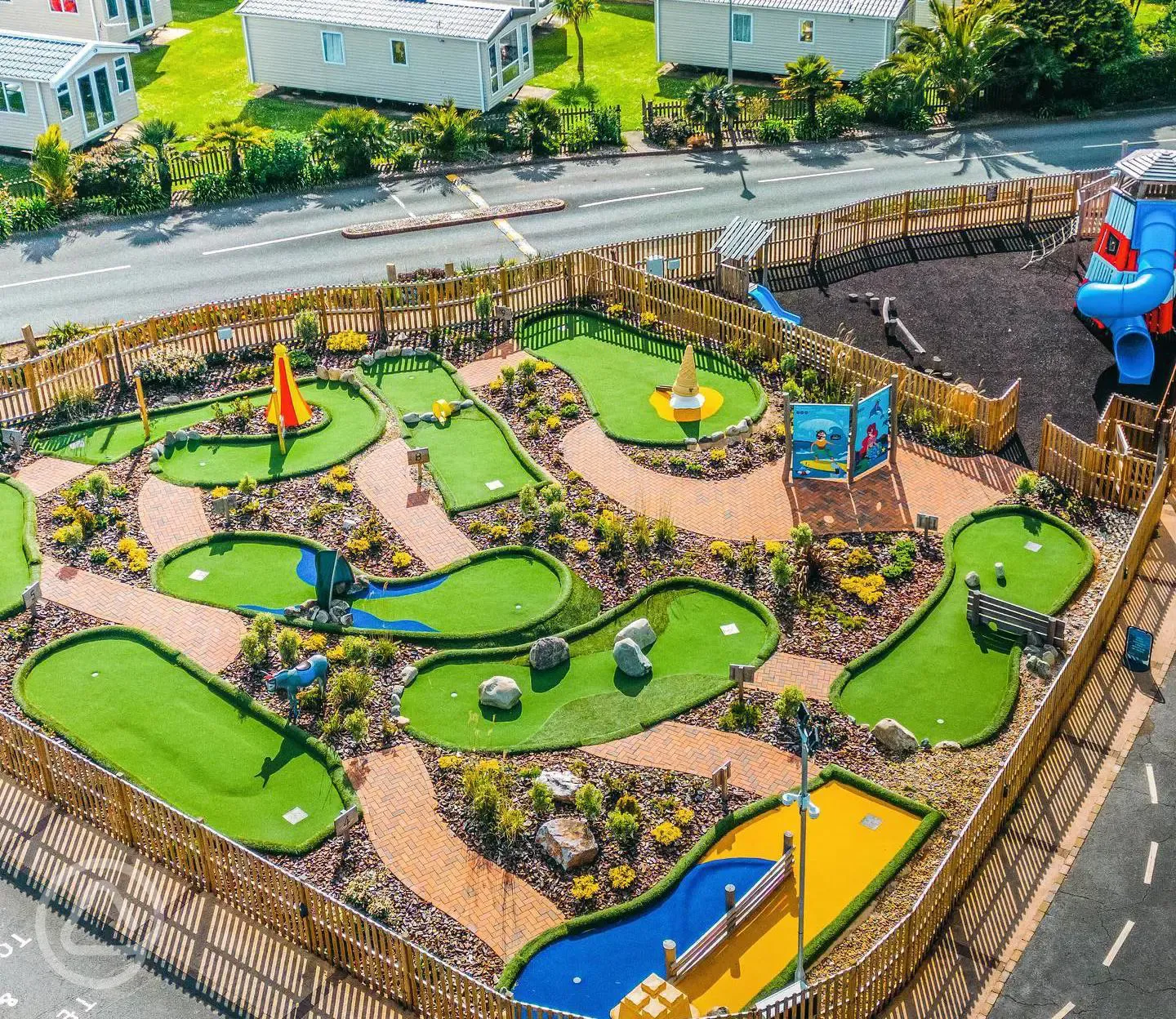 Crazy golf course near the adventure plaground and static caravans