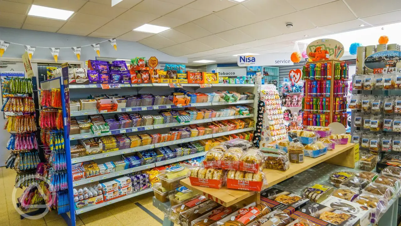Nisa Local onsite shop selling a selection of snacks (open daily, minus Nov-Feb)