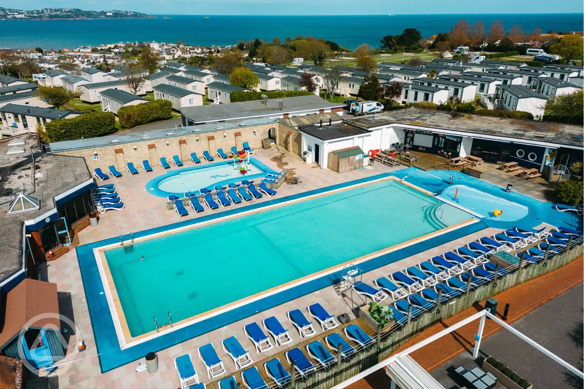 Aerial of the lagoon outdoor pool