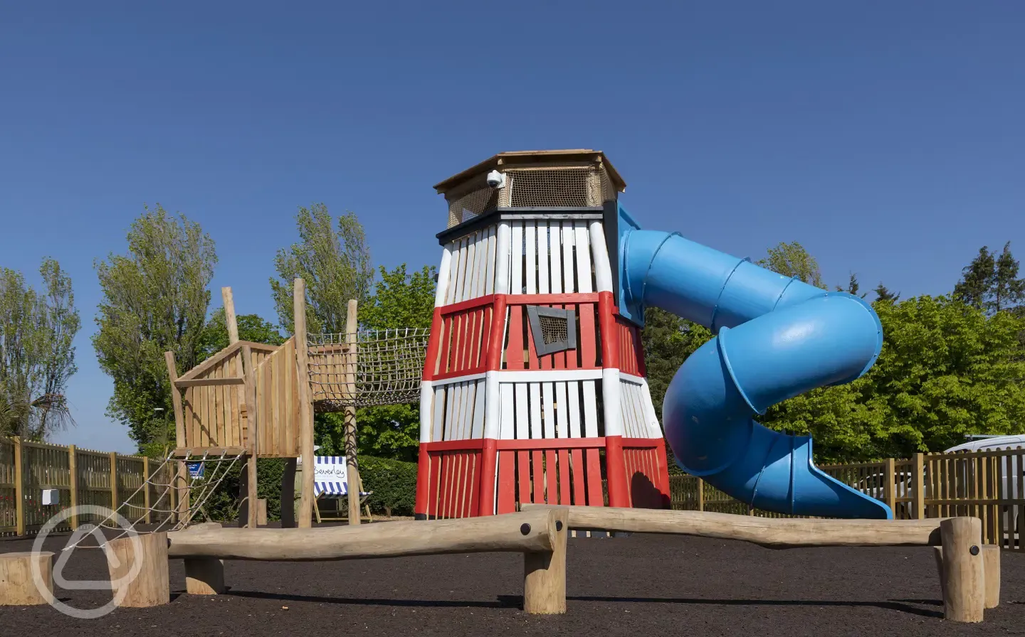 Adventure playground with a slide and climbing frame