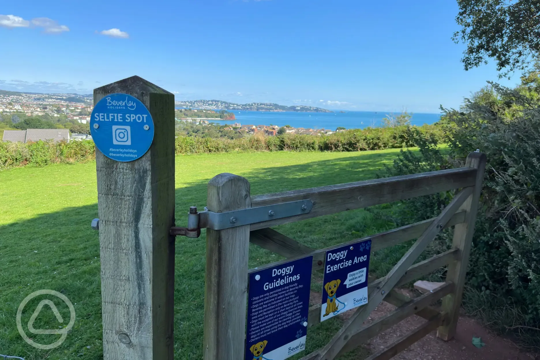 Enclosed dog walking area with views over Tor Bay Beach
