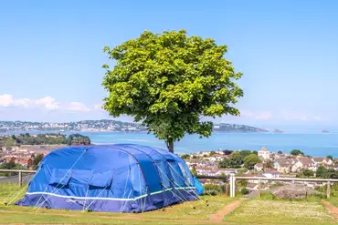 Grass pitches with 16 amp hook ups at Beverley Park with sea views