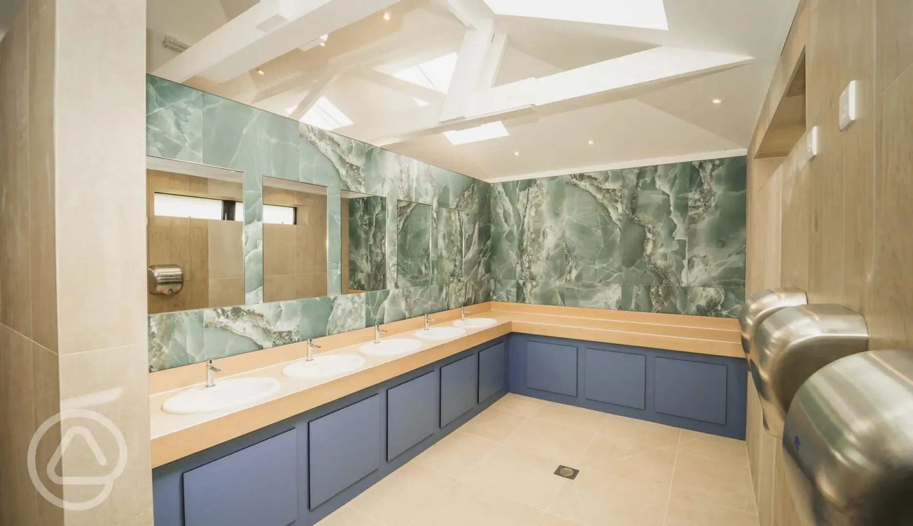 Camping and touring hand washing area with underfloor heating