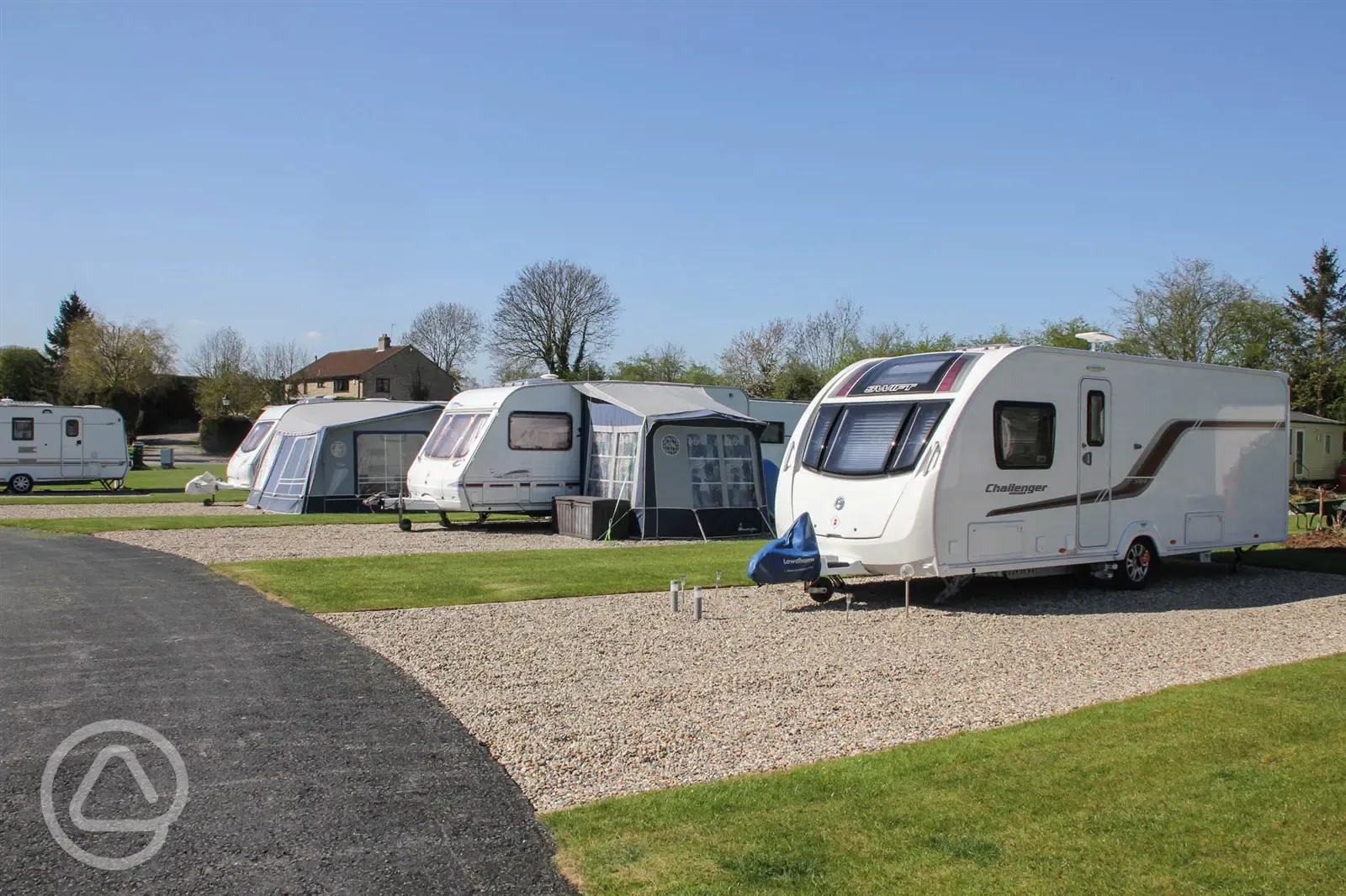 Gravel pitches available for touring caravans - all super pitches
