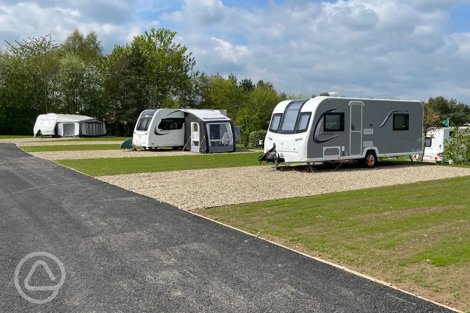 All weather pitches for touring caravans