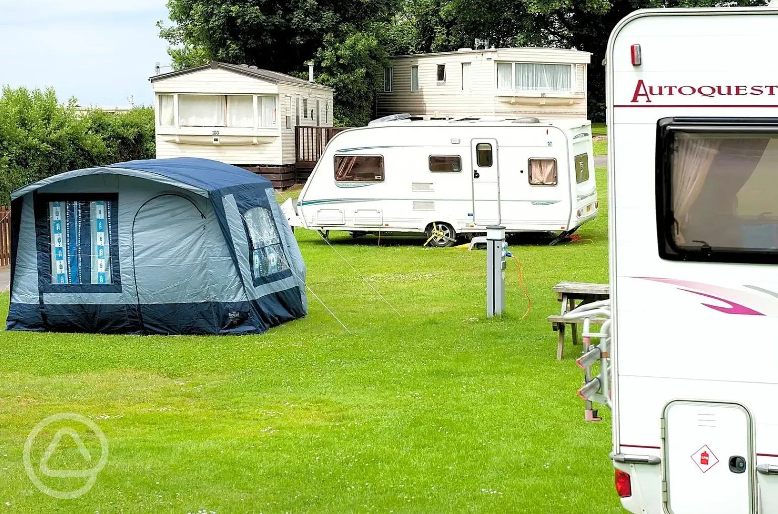 Electric grass tent pitches