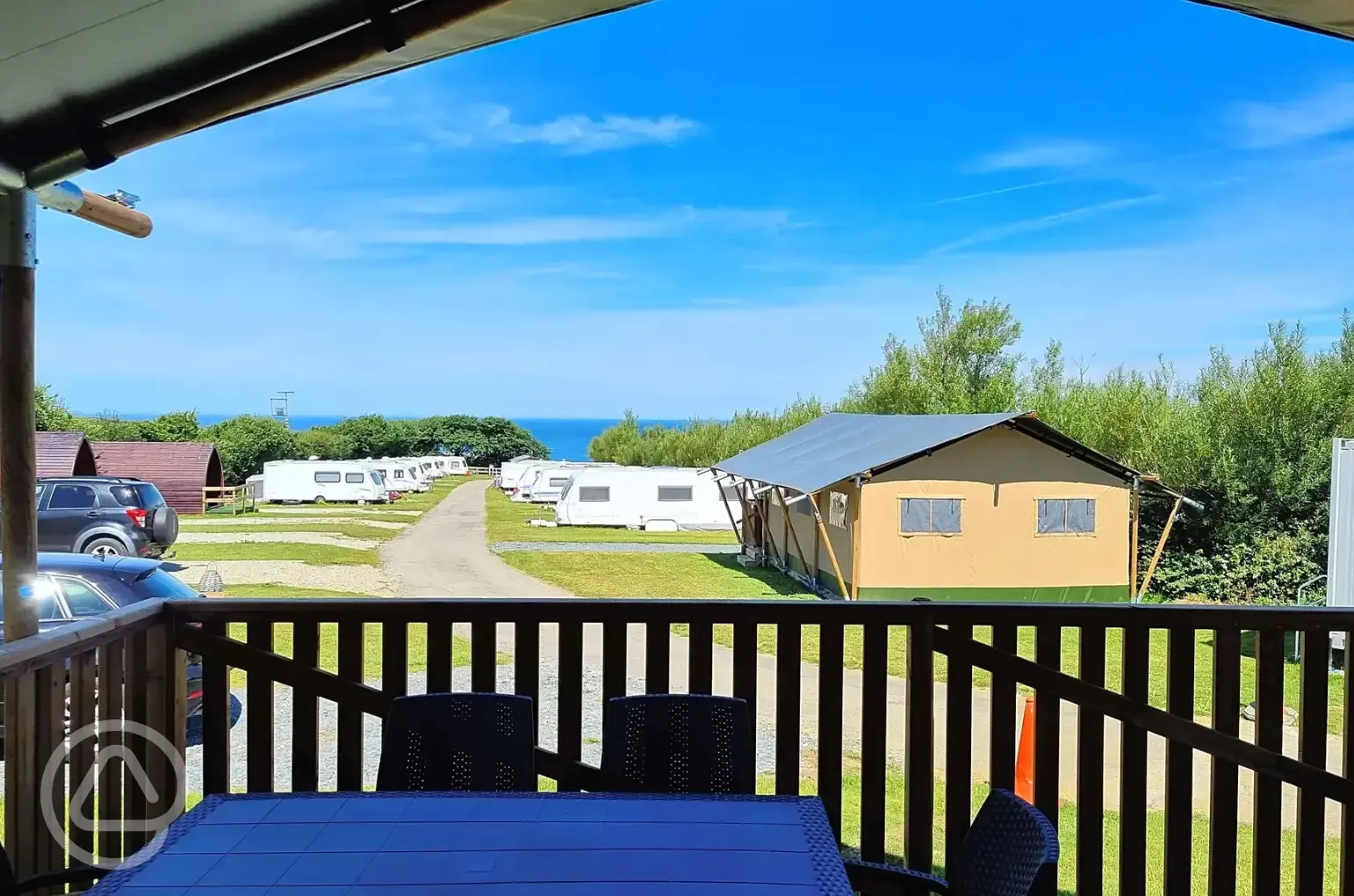 Views of the electric hardstanding pitches and safari tents
