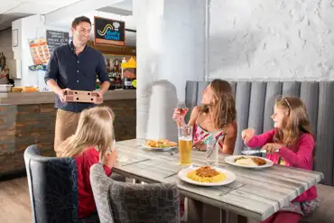 Onsite restaurant, open from 9am till 11am and 5pm until 8.45pm in peak season